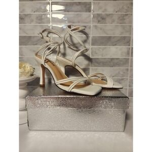 New Women's White Strappy 3" Heels, by Abbleet, Size 6.5